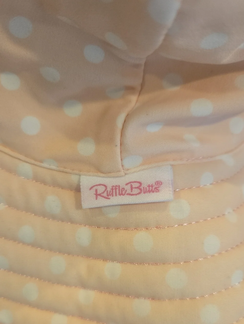 Ruffle Butts Pink/White Polka Dot Quilted Sun Hat